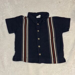 Baby gap Toddler Navy Short-Sleeve Button-Down Shirt with Stripes